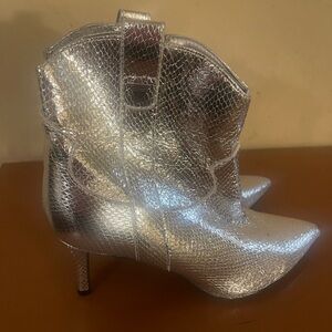 Guess Metallic Silver Ankle Booties